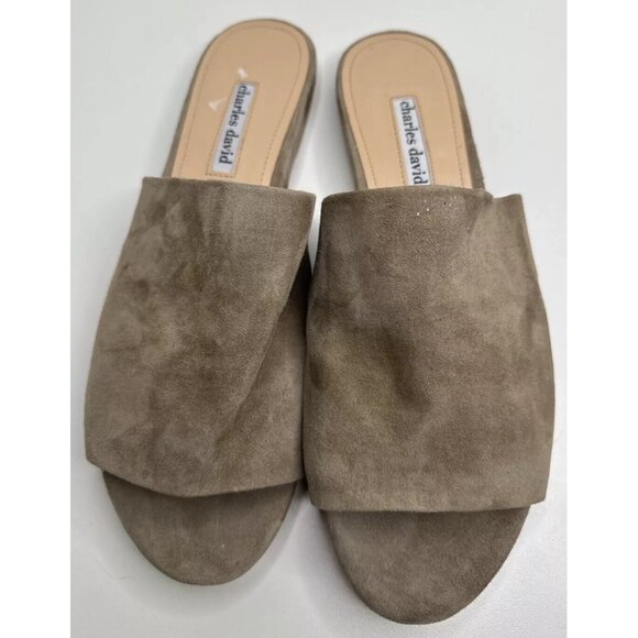 Charles David Women's Soleil Leather Slide Suede Tan Size 10 - Picture 2 of 10